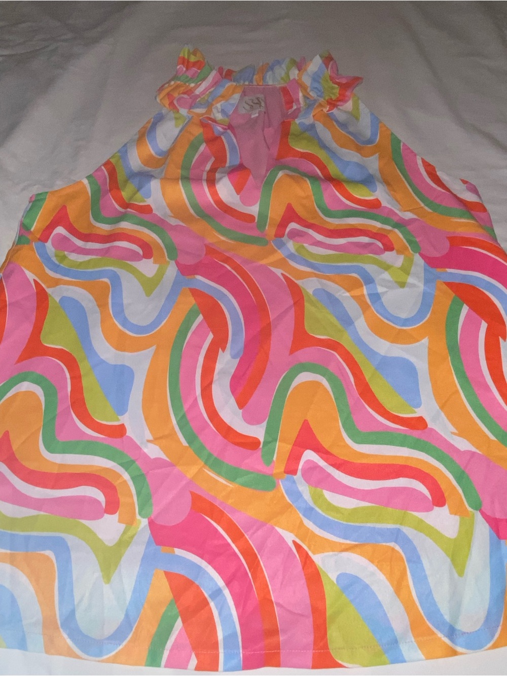 Colorful Wave-Print Halter Blouse - Pink Multi - Picture 2 of 7